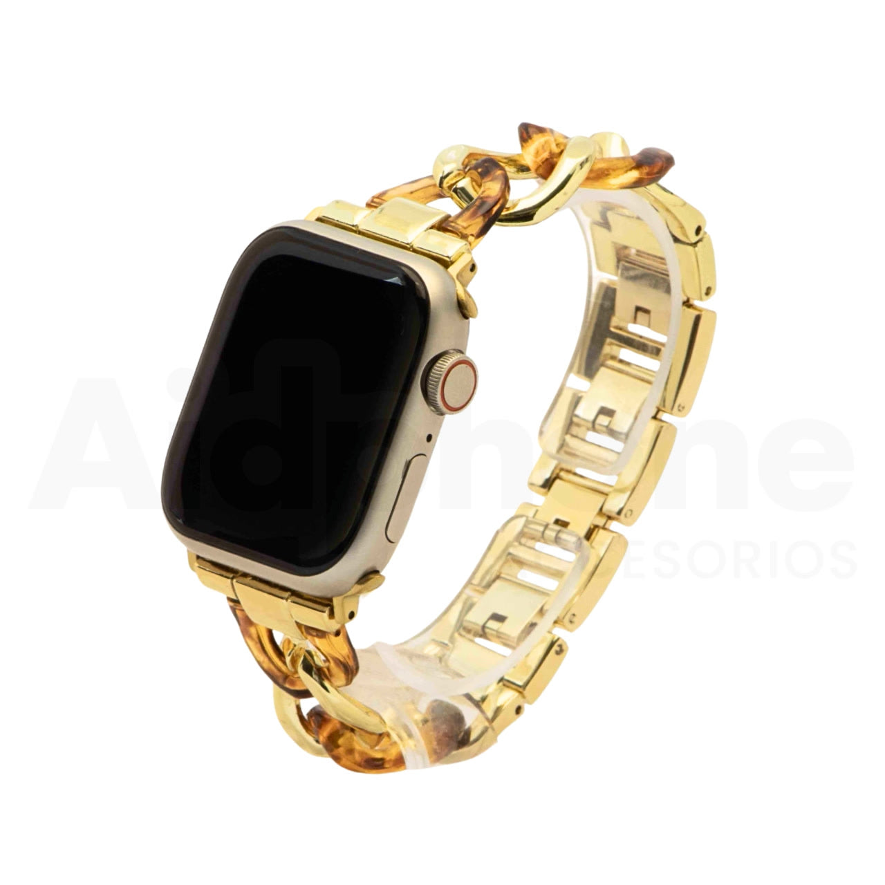 Pulso Cubana Dorado y Carey para Apple Watch - Aidphone accesorios