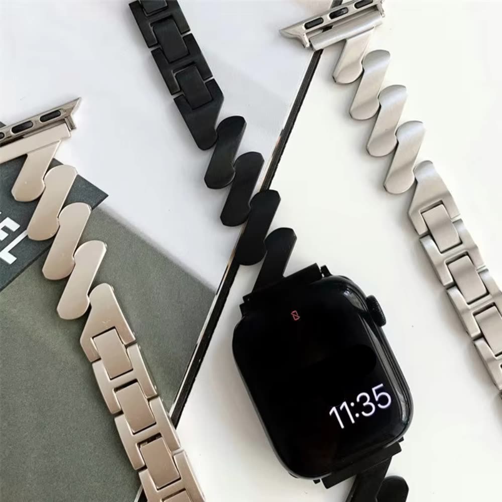 Pulso Metálico ZigZag Negro para Apple Watch - Aidphone accesorios