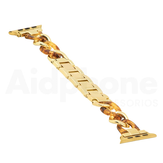 Pulso Cubana Dorado y Carey para Apple Watch - Aidphone accesorios