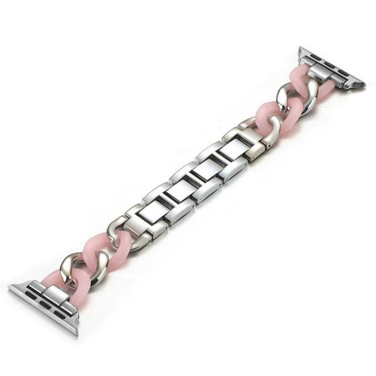 Pulso Cubana Plateado y Rosado para Apple Watch - Aidphone accesorios