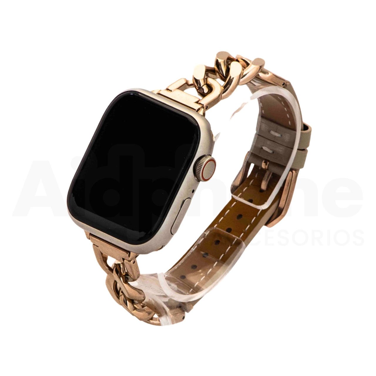 Pulso Cuero y Cadena Gris/O. Rosa para Apple Watch - Aidphone accesorios