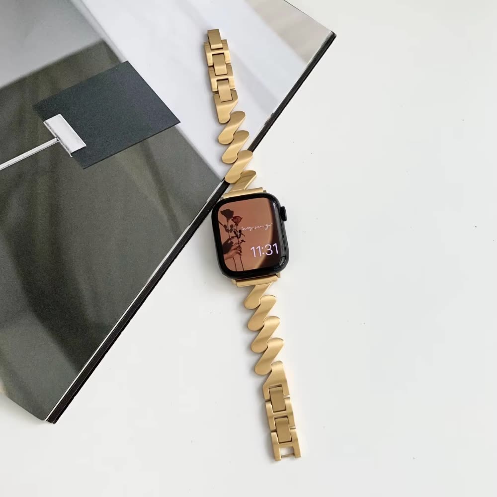 Pulso Metálico ZigZag Dorado para Apple Watch - Aidphone accesorios