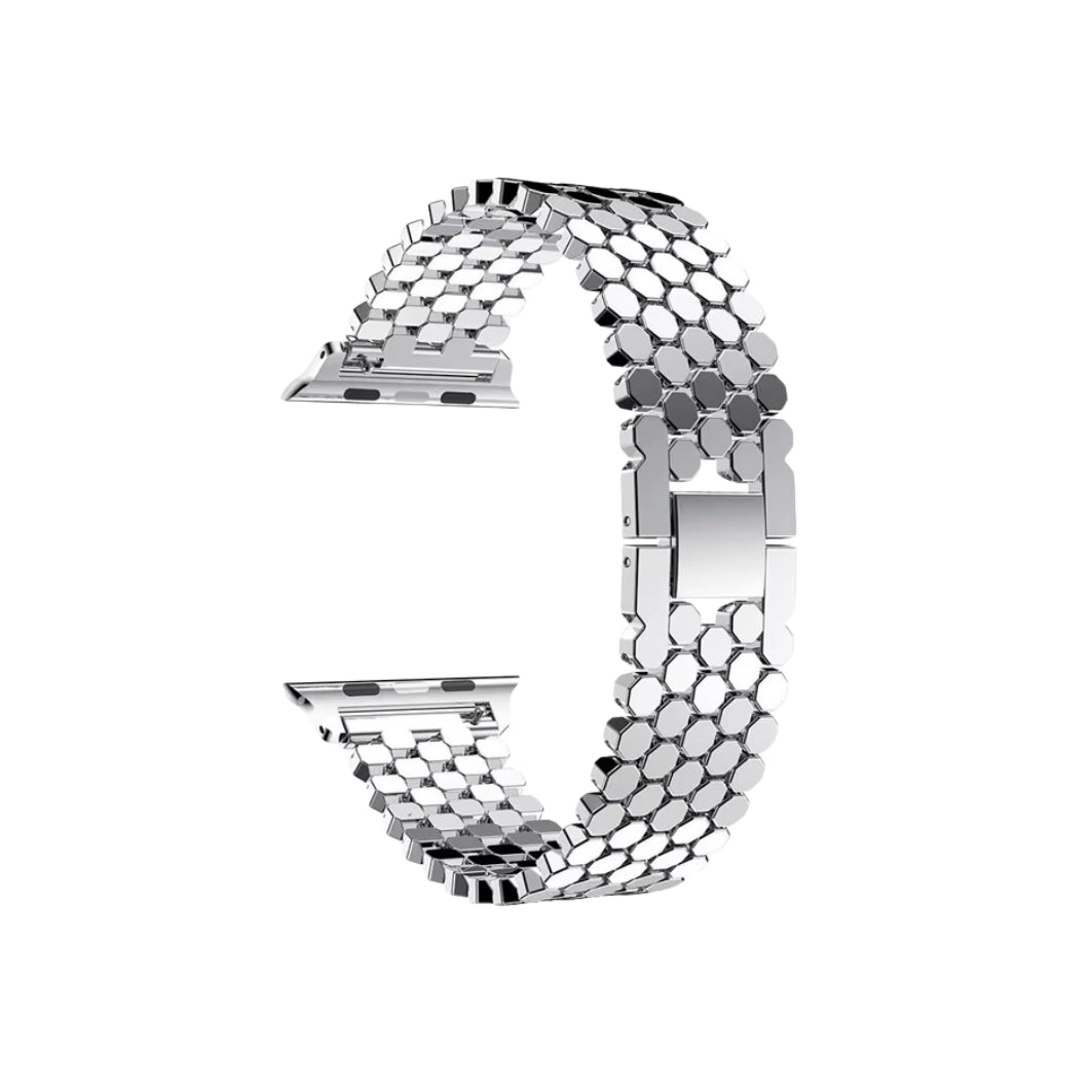 Pulsos para Apple Watch y relojes inteligentes en diferentes materiales como silicona, cuero, metal, nailon y resina. Todos los tamaños de Apple Watch (38, 40, 41, 42, 44, 45, 46 y 49 mm) y con relojes inteligentes.
